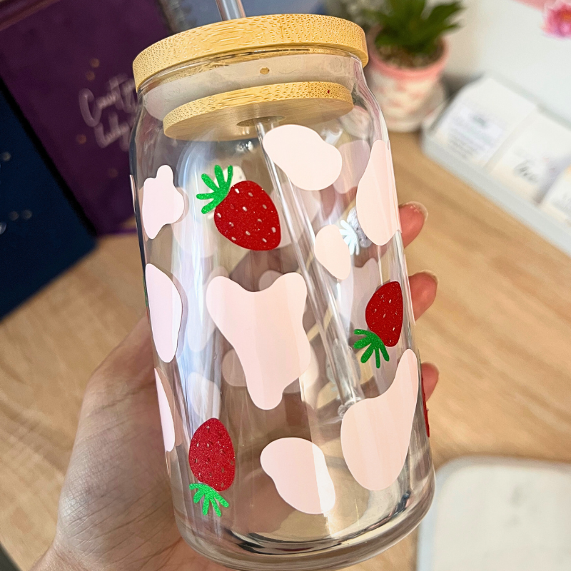 Glitter Strawberry Milk 16oz Cup